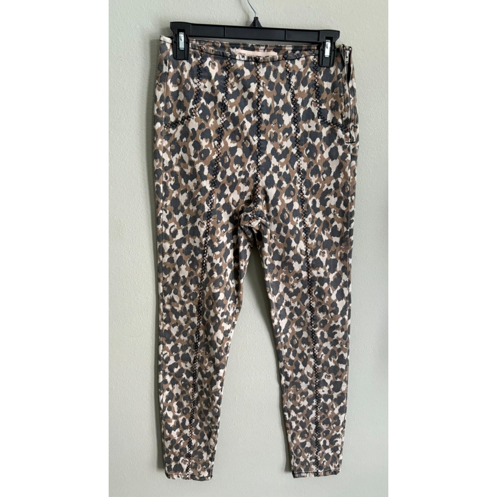 ASOS Denim Womens Multicolor Leopard Skinny Ankle Trousers Pants Size 30/32